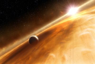 Une exoplanète (dessin conceptuel d’artiste). Une exoplanète (dessin conceptuel d’artiste).