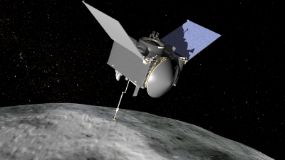 OSIRIS-REx à l’approche de l’astéroïde Bennu [photo avec l’aimable autorisation de l’ASC : https://www.asc-csa.gc.ca/fra/multimedia/recherche/image/6365?search=osiris%2brex]