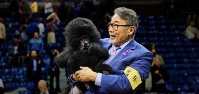 Kaz Hosaka and Sage, after their win at the 2024 Westminster Dog Show. (Photo via Purina Pro Club.) Kaz Hosaka and Sage, after their win at the 2024 Westminster Dog Show. (Photo via Purina Pro Club.)
