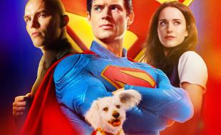De gauche à droite : Lex Luthor, Superman, Lois Lane et Krypto (au centre). (Image via X.)